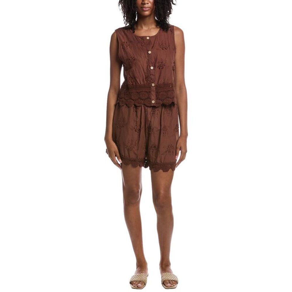 Anna Kay Womens 2Pc Miranda Short Set, Brown